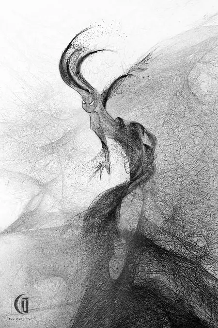 Ténébreuse Dessin réalisé par Ymagyne à la Cabane à Tattoo