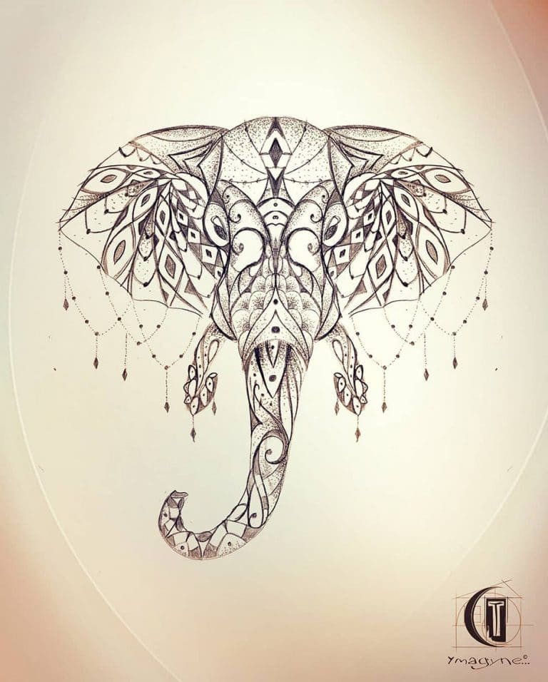 Elephant Dessin réalisé par Ymagyne à la Cabane à Tattoo