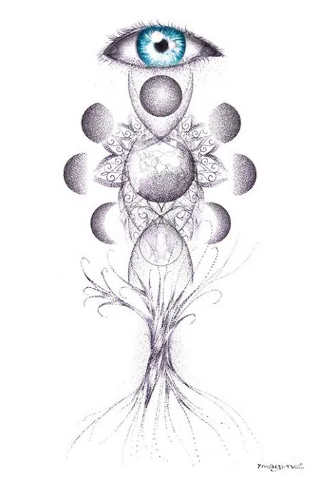 Cycles Lunaires, Tableau réalisé par Ymagyne à la Cabane à Tattoo